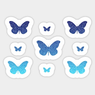 Blue Ombre Faux Glitter Butterflies Sticker